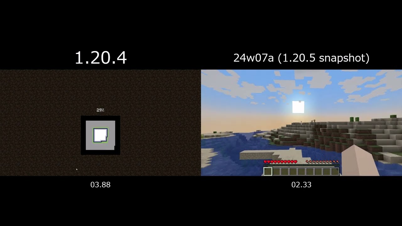 Minecraft world creation 1.20.4 vs 1.20.5 snapshot