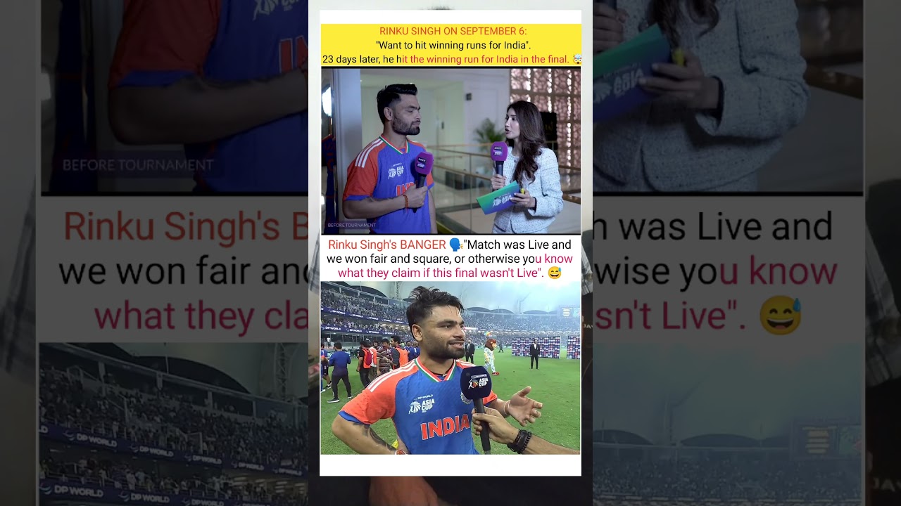 RINKU SINGH ON SEPTEMBER 6:"Want to hit winning runs for India".23 days later, he hit the winning