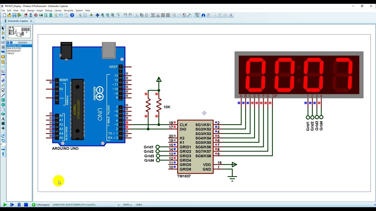 Proteus Simulation - Interfacing Arduino with TM1637 Display