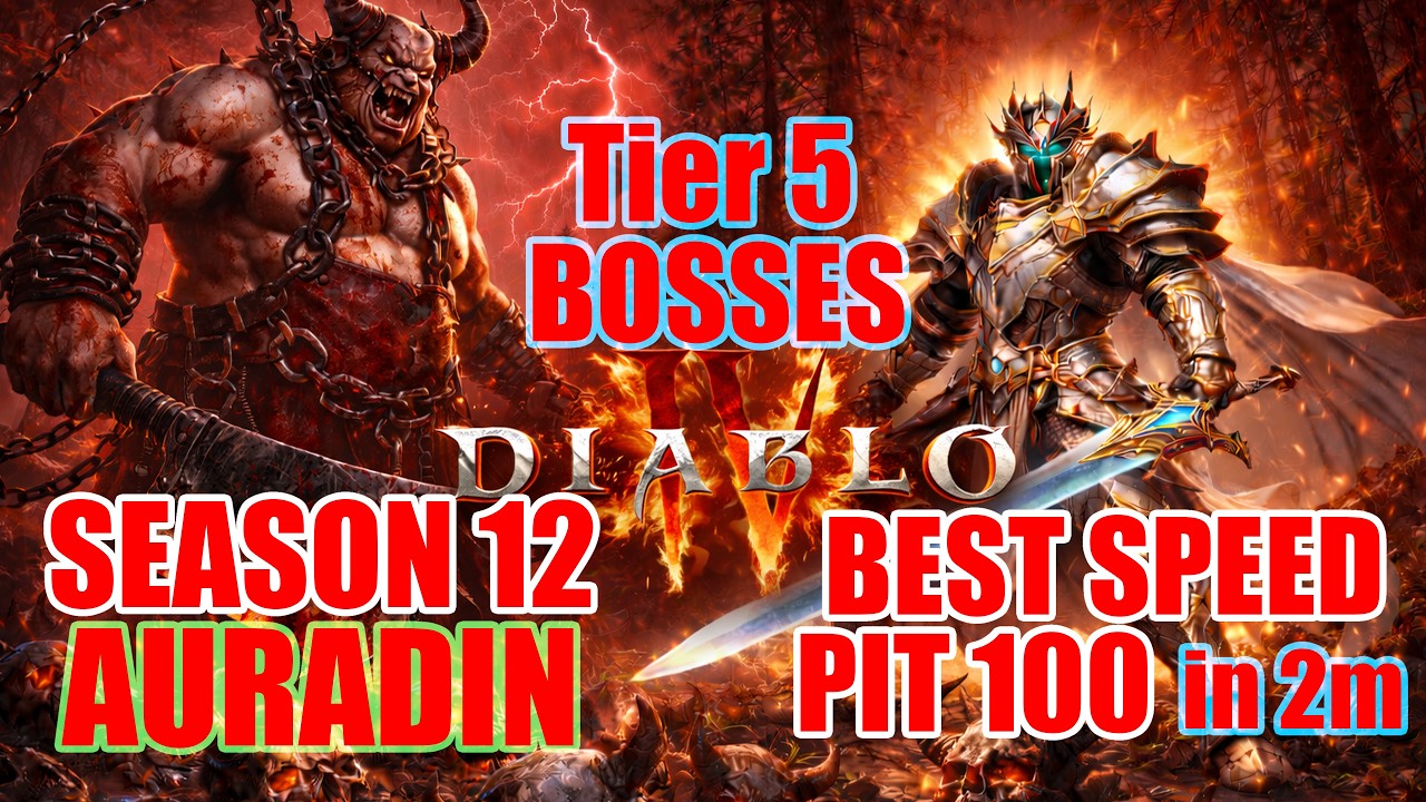 Diablo 4 - Auradin Best Season 12 Build - Pit 100 under 2m - Torment 5 Bosses and Inferno Horde