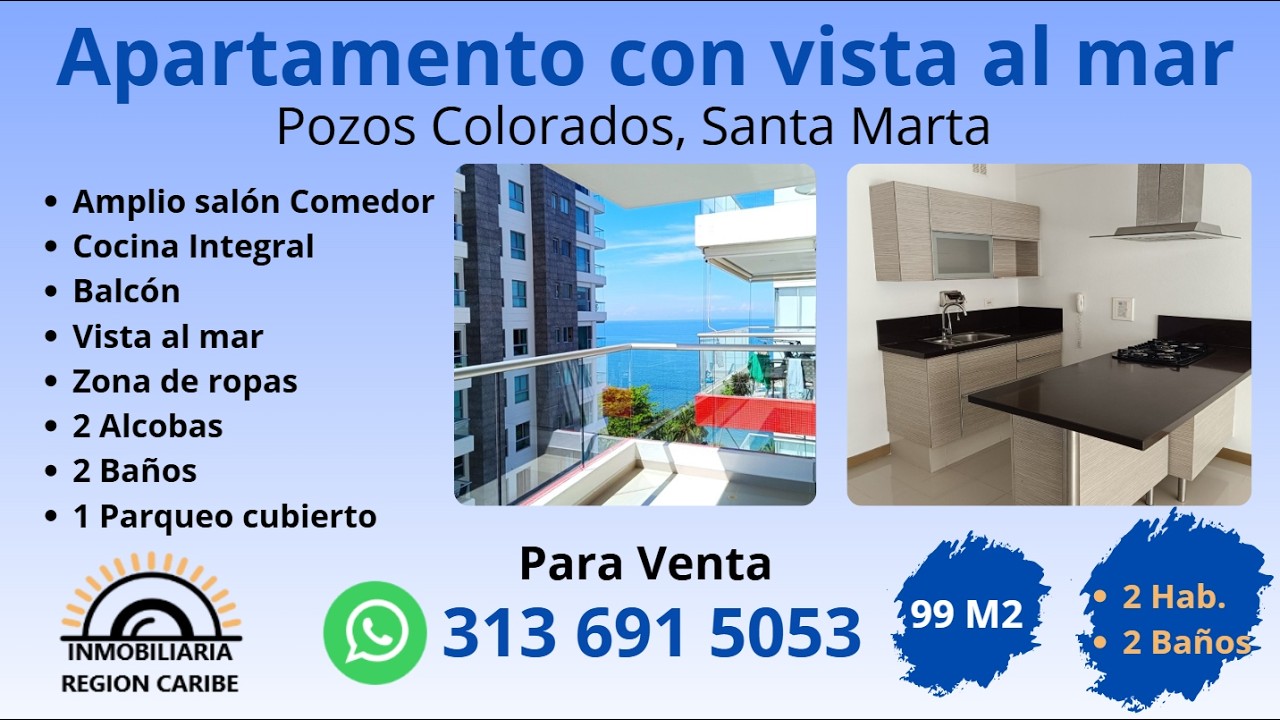 Apartamento 2 habitaciones dos baños en Pozos Colorados en venta con salida al mar