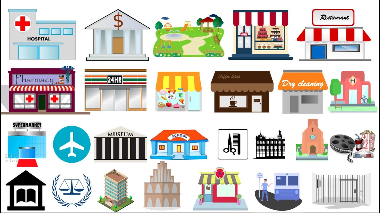 Learn Chinese Vocabulary: Places in the City with Pictures | Names of Places in Mandarin Chinese