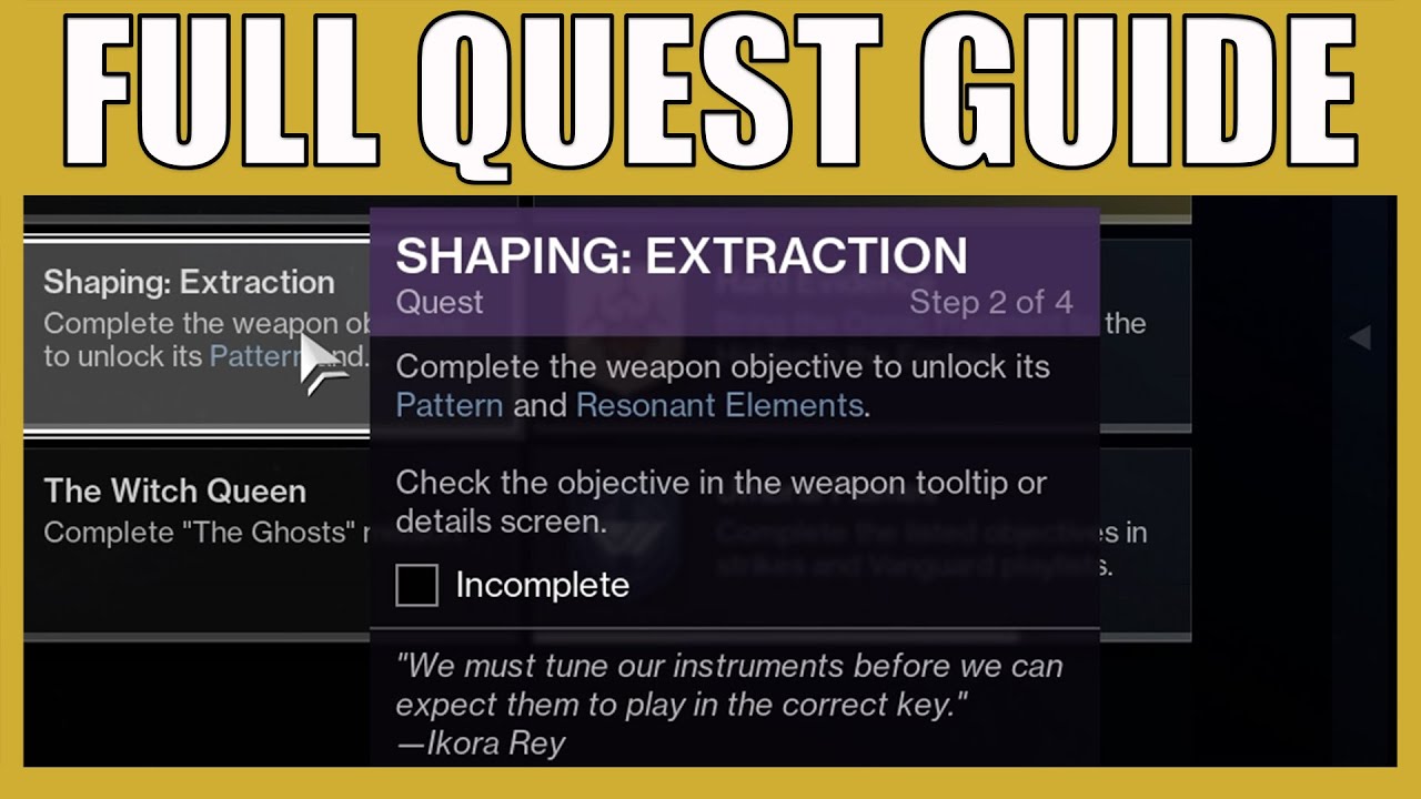 How To Complete The Shaping Extraction Quest In Destiny 2 The Witch Queen - Claim Weapon Resonance