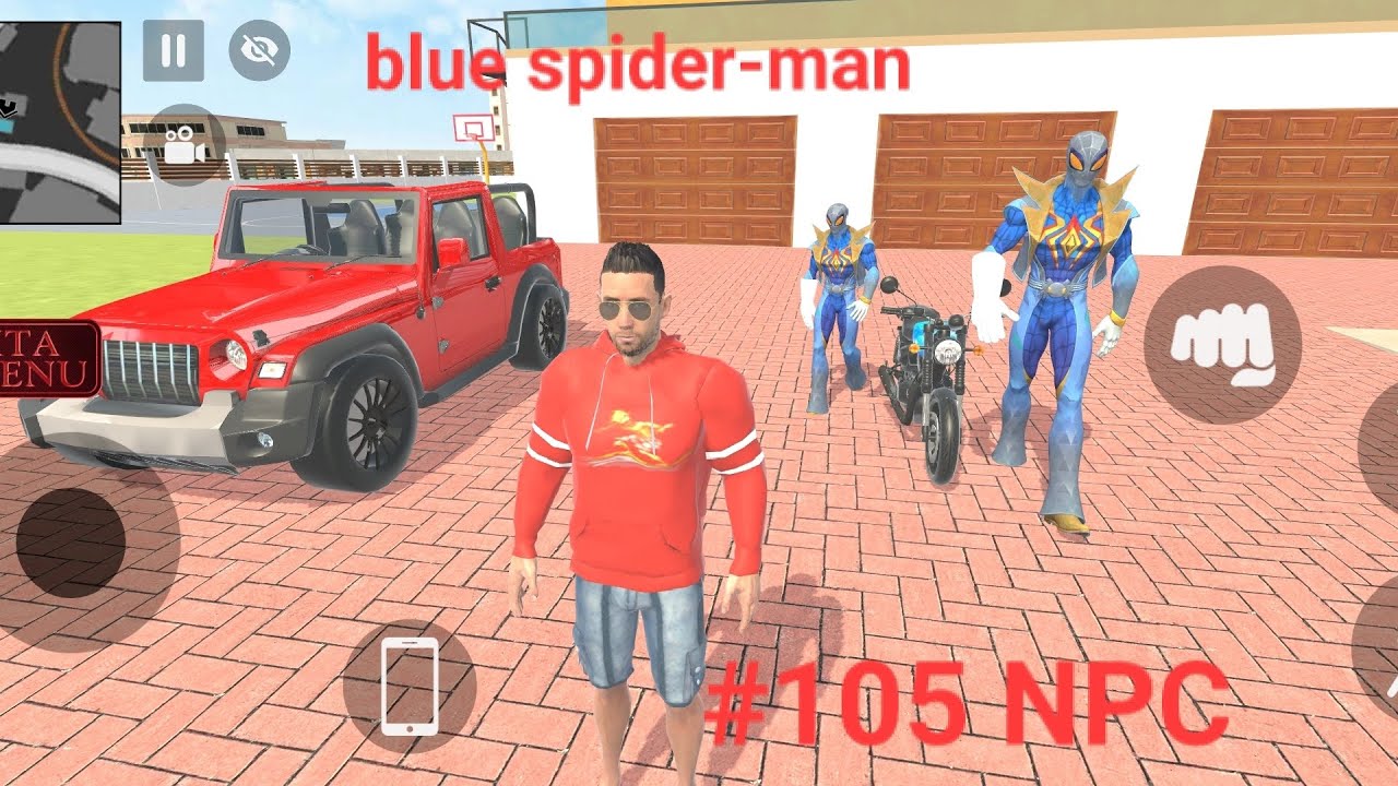 Indian theft aura simulator #105 blue spider-man npc gameplay with metro body guard