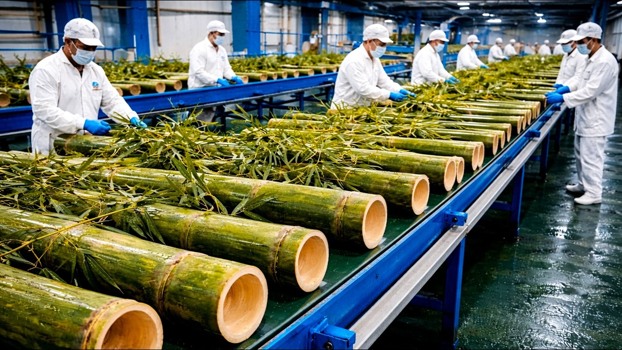 Inside a Massive Bamboo Processing Factory | From Raw Bamboo to Industrial Production