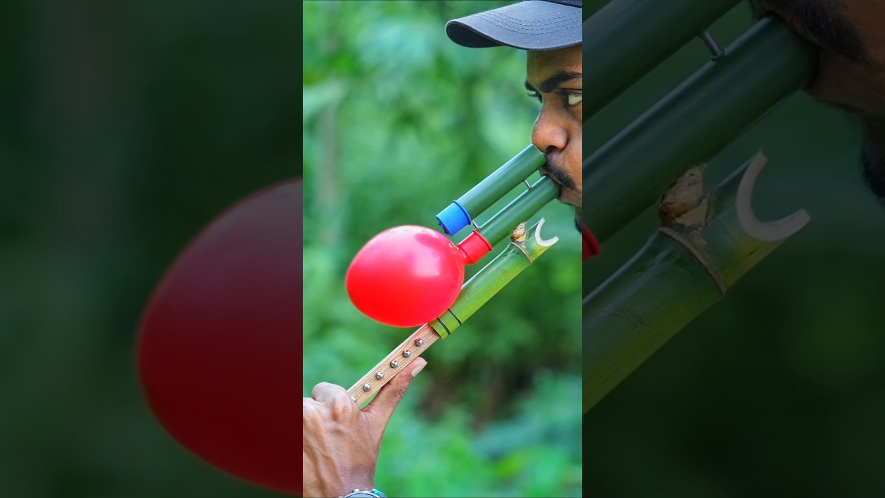 DIY Slingshots with two tube of Bamboo Toys #Balloone #Slingshots #Bambooart