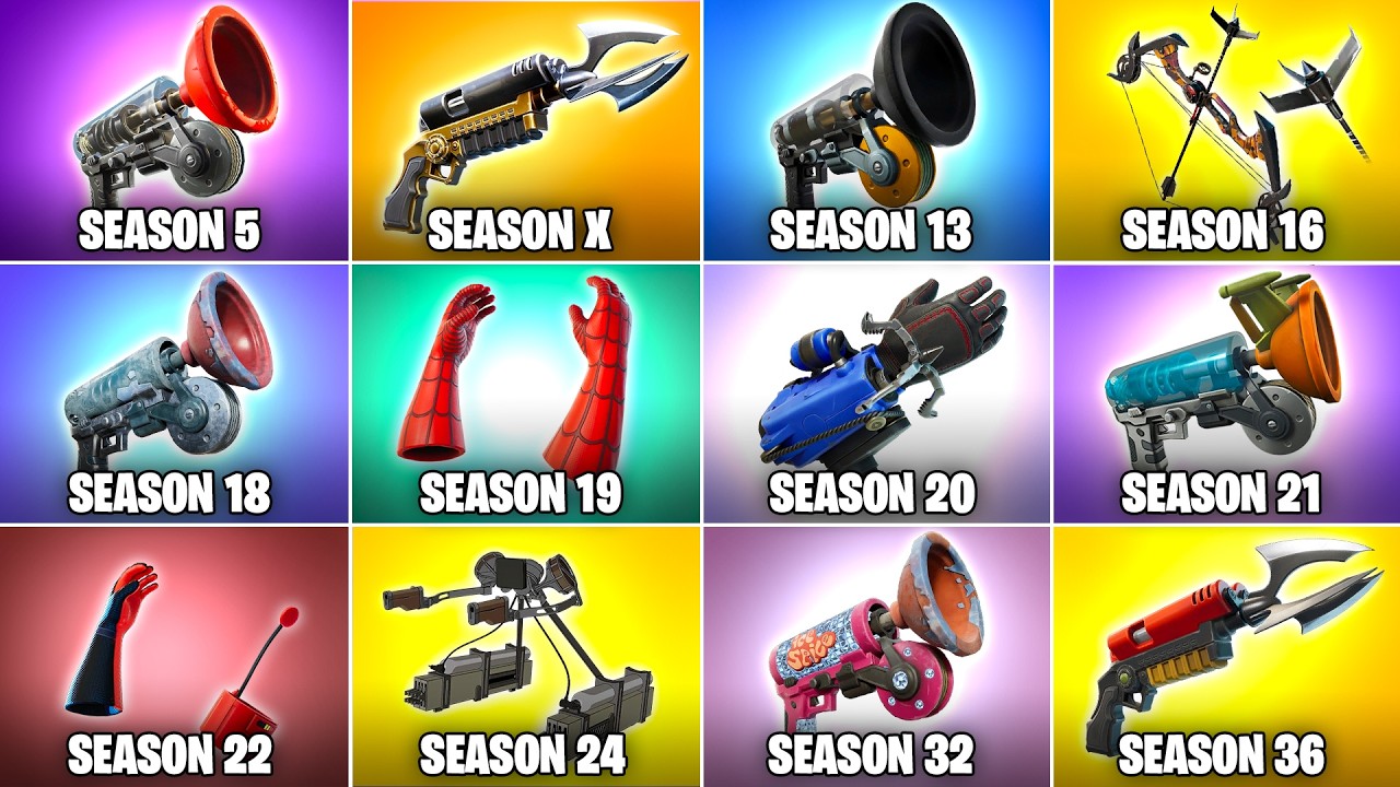 Evolution of All Fortnite Grapple Weapons & Items (Chapter 1 Season 5 - Chapter 6 Season 3)