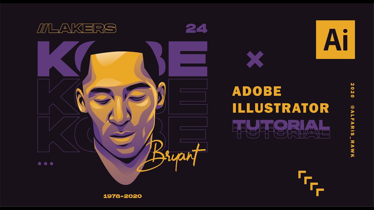 BELAJAR VECTOR, Tutorial - Membuat Vector KOBE BRYANT menggunakan Adobe Illustrator #kobe #tutorial