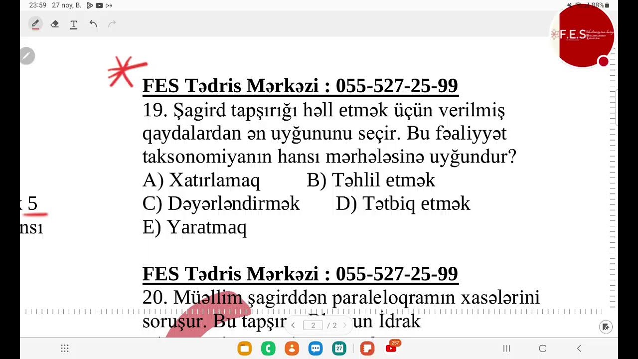 Kurikulum | CANLI DƏRS -İDRAK TAKSANOMİYASI  Hikmət Mürsəlov