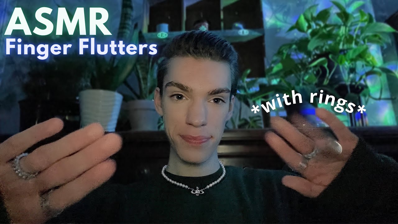 ASMR Finger Flutters With Rings 💙 Up Close Hand Movements and Whispered Ramble 🥰