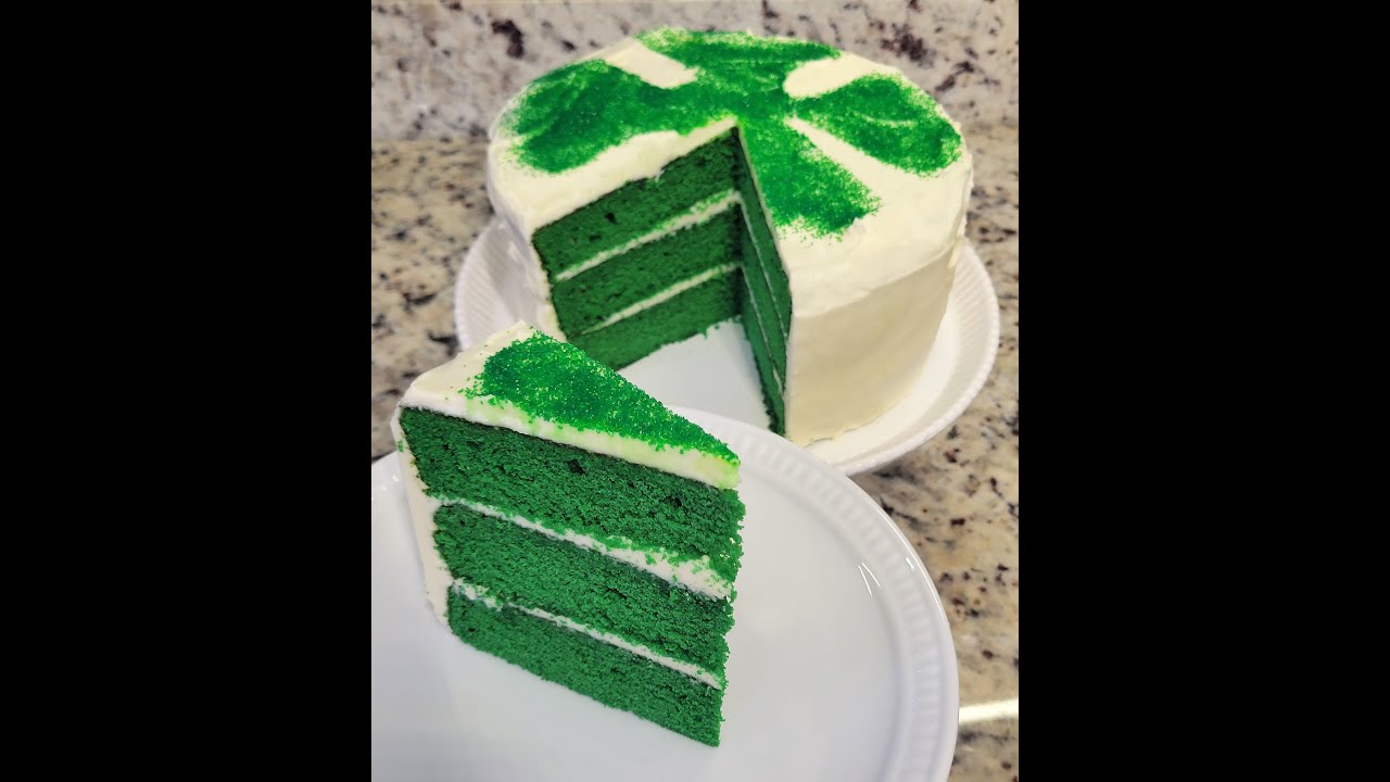 St. Patrick's Day Green Velvet Cake w/ Cream Cheese Icing Holiday how to
