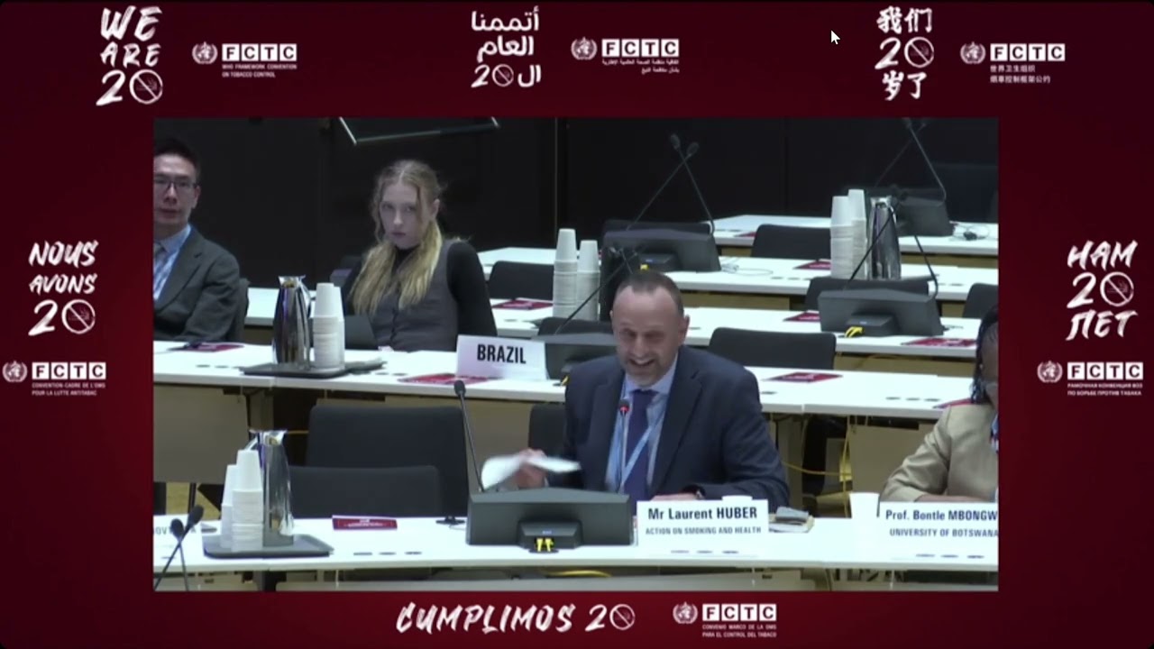 Celebration of the 20th Anniversary of the WHO FCTC | Laurent Huber's Remarks