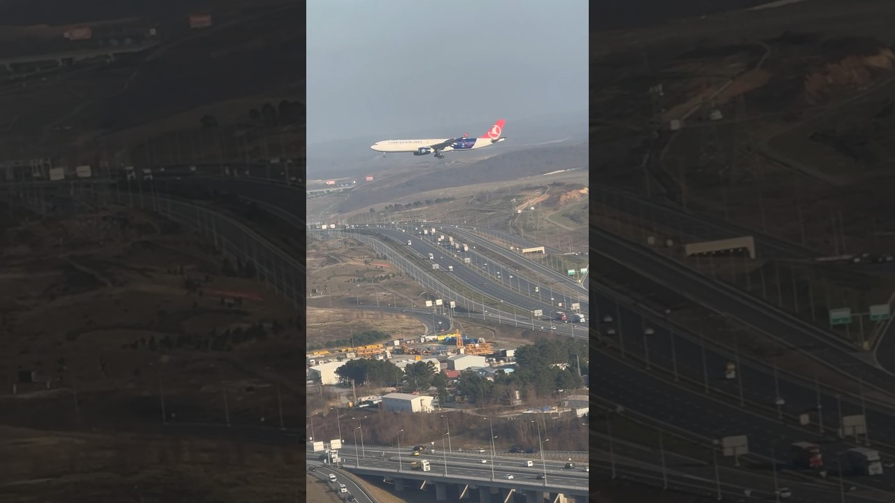 Parallel landing Istanbul filming Turkish Airlines A330 from a British Airways A320neo #shorts