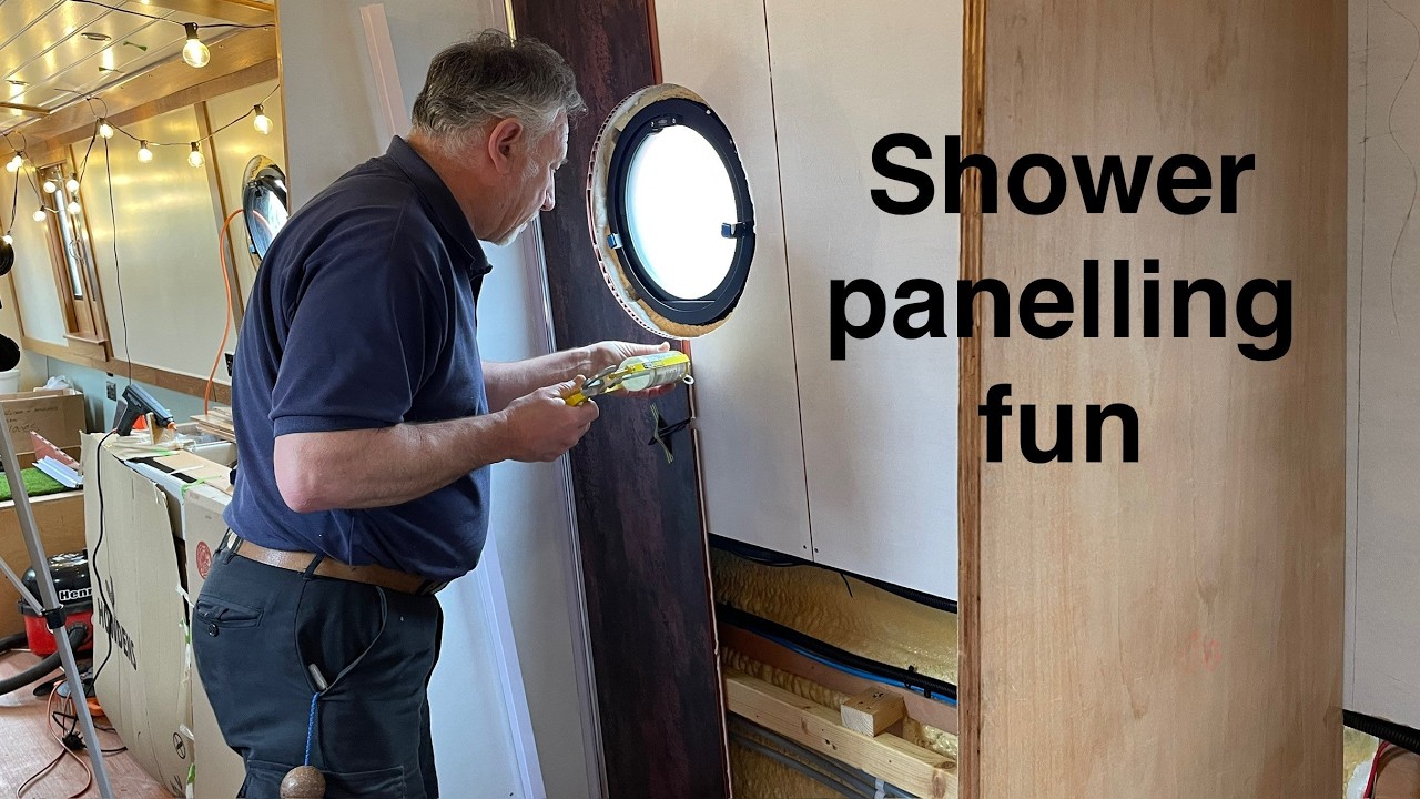Narrowboat self fit out Ep 90  starting the bathroom shower enclosure