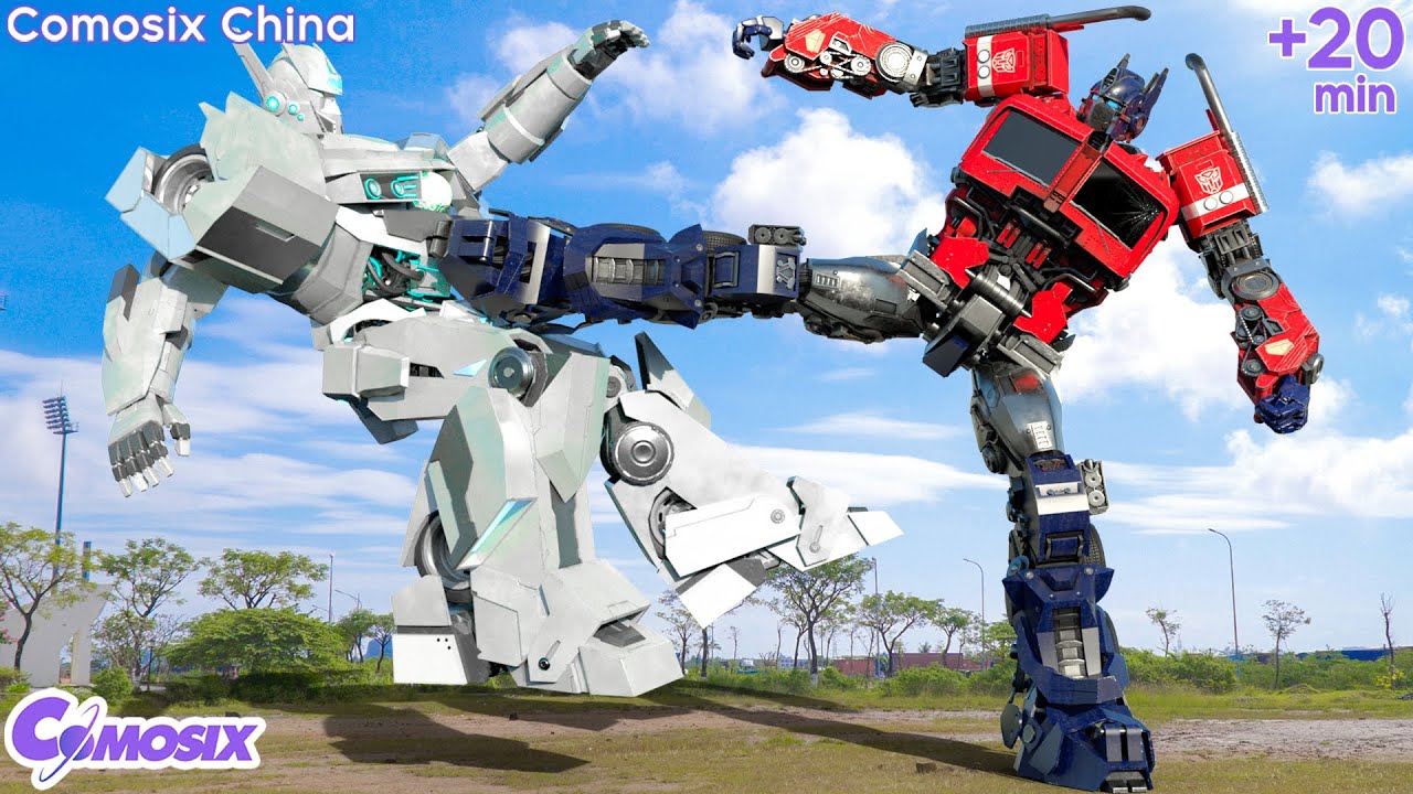 Трансформеры: Optimus vs Silver Robot -Scene -Transformers 7 _ All Action Battle Movie