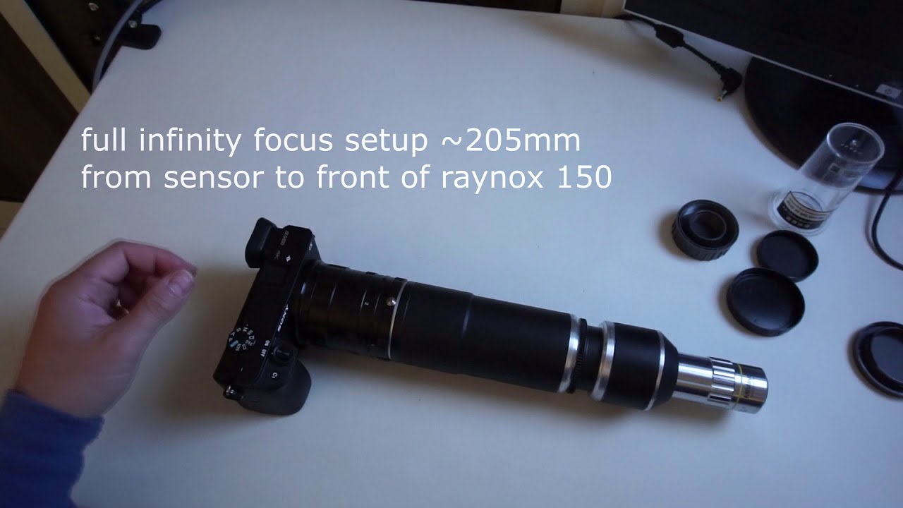 Tube setup Raynox dcr-150 tube lens and Mitutoyo M-plan 10x  apo infinity microscope objective lens
