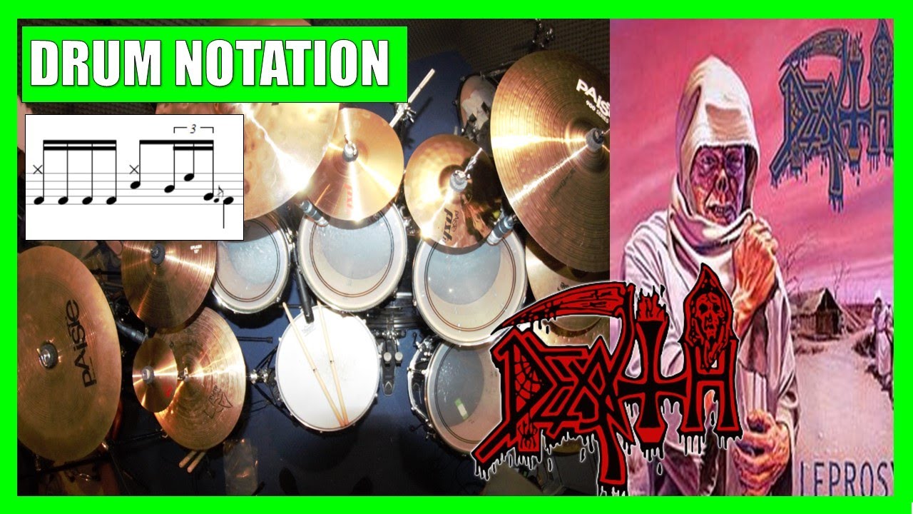 HOW to play LEPROSY by DEATH on DRUMS + Notation