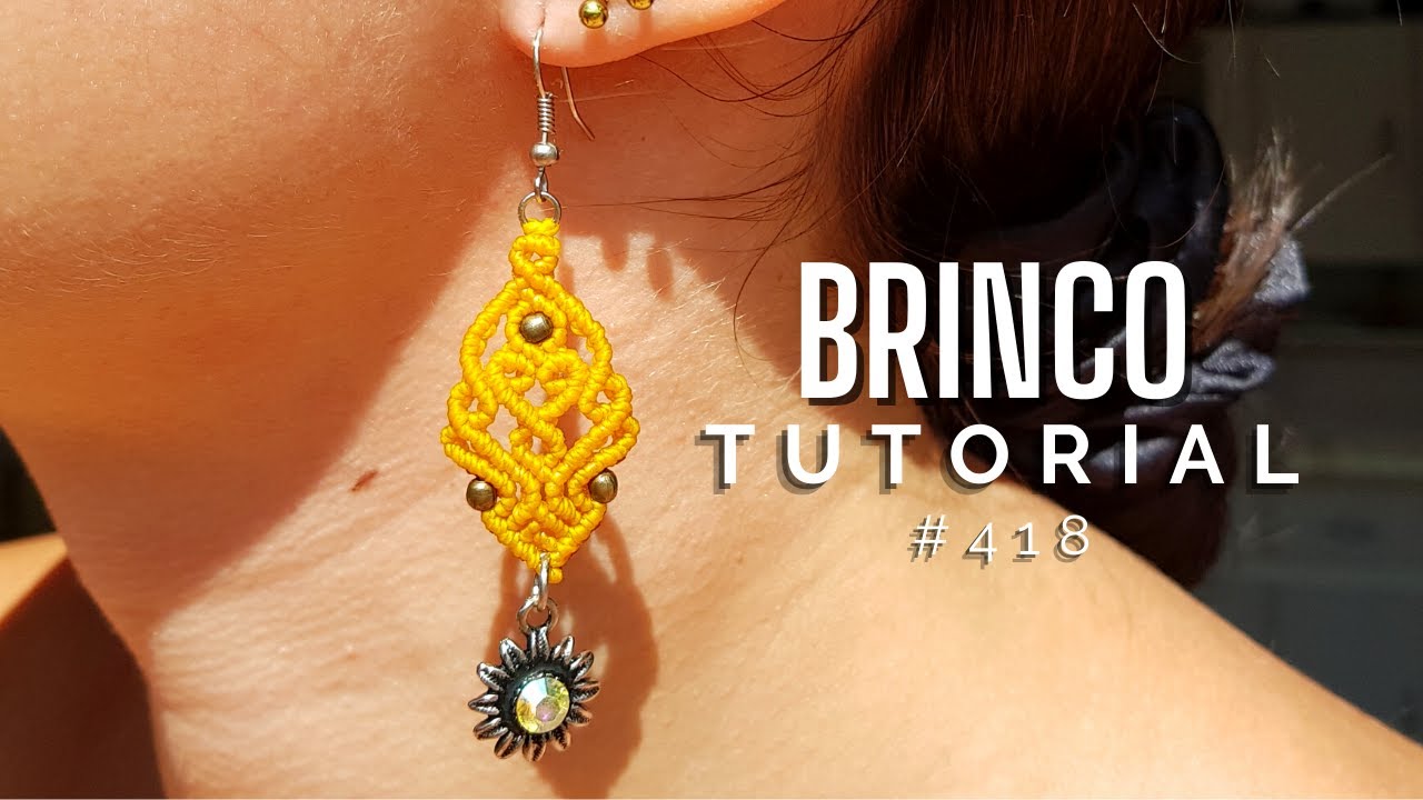 Brinco com pingente de girassol #418 | Dede Tutoriais