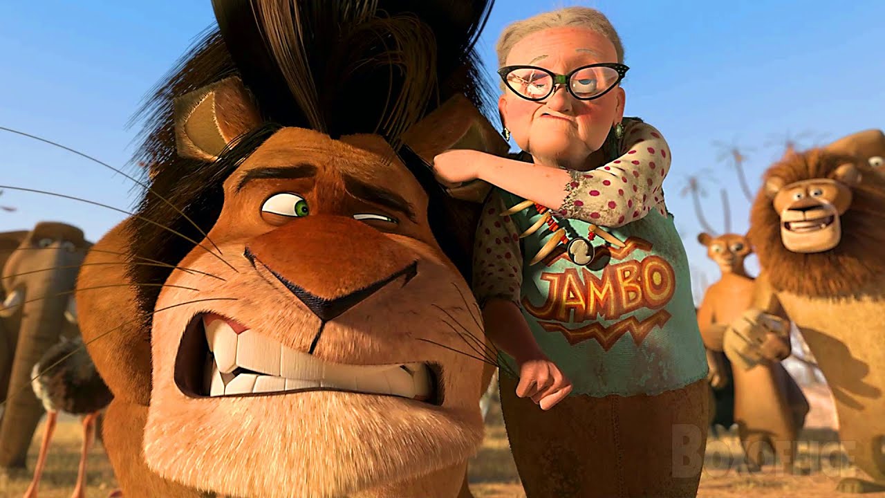 A vovó castiga um leão malvado! | Madagascar 2: A Grande Escapada | Clipe