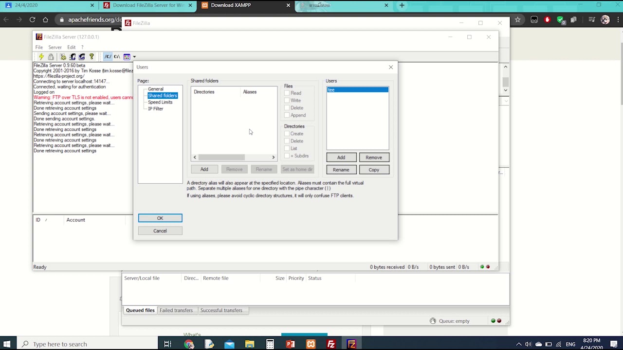 How to download and upload file using FileZilla and XAMPP