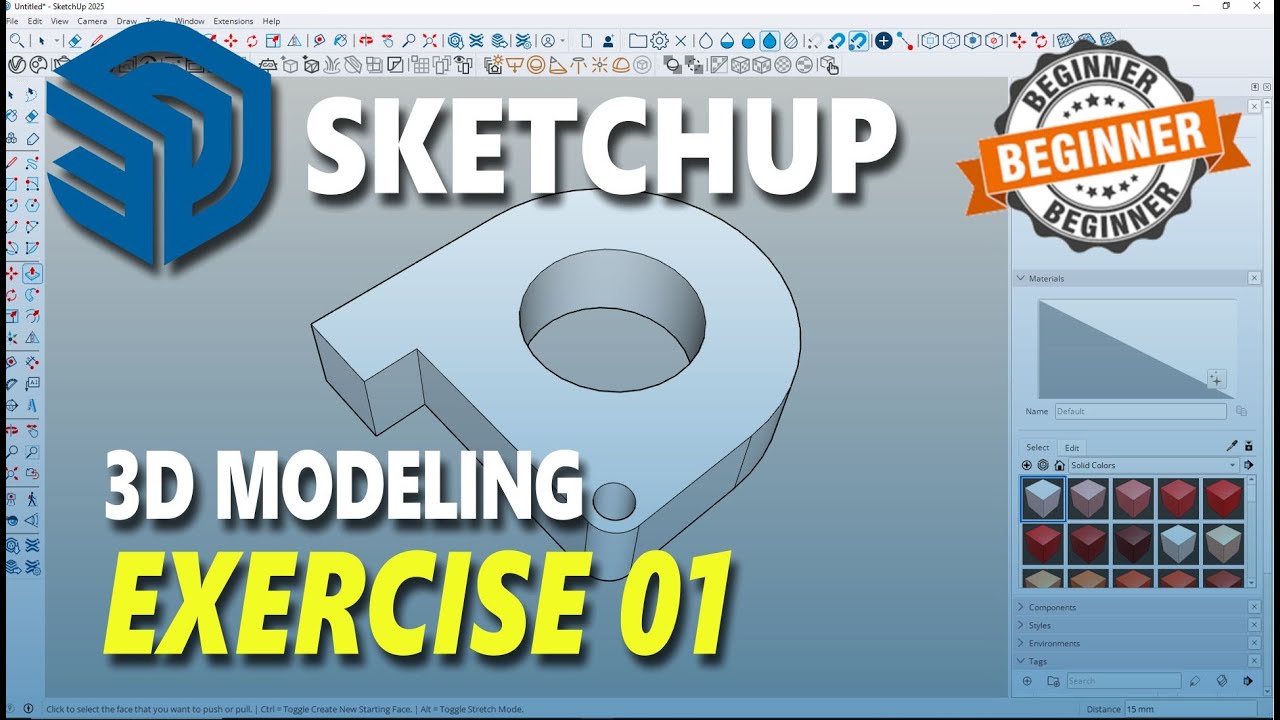 Упражнение 01. Учебное пособие по 3D-моделированию в Sketchup для начинающих.