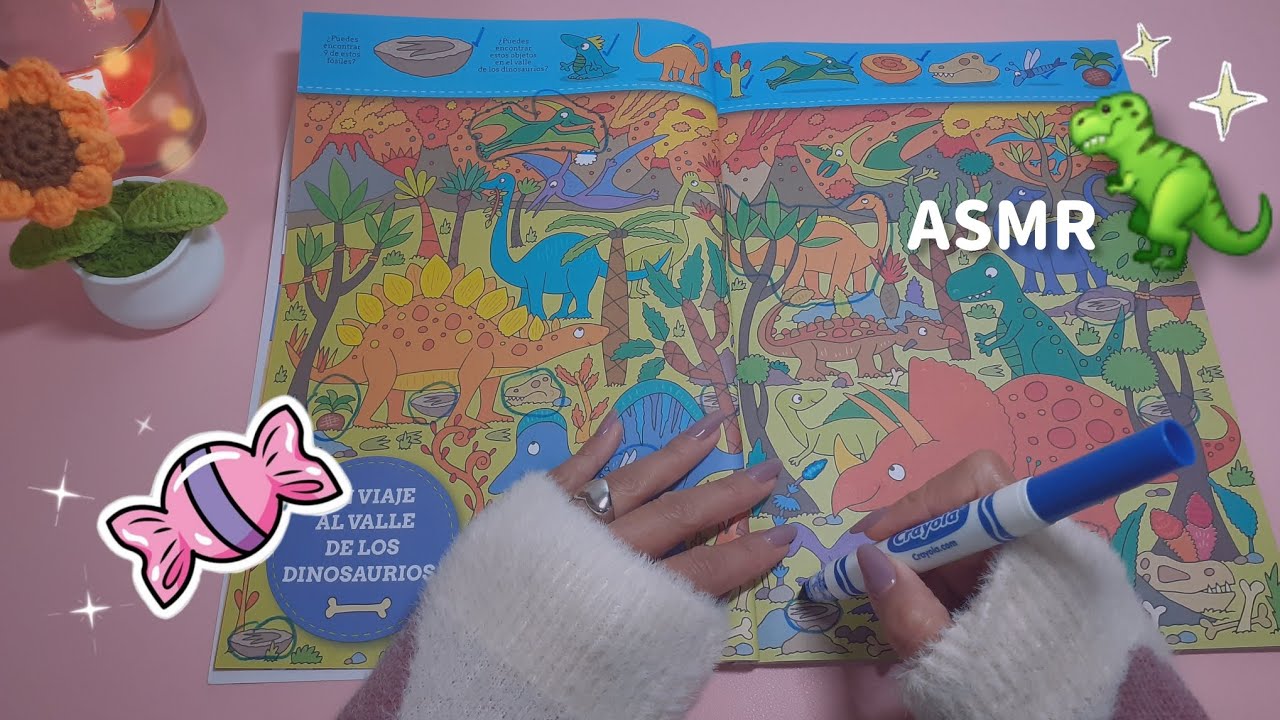 [LoFi ASMR] Resolviendo busca y encuentra de dinosaurios 🦖 | masticando chicle 🍬