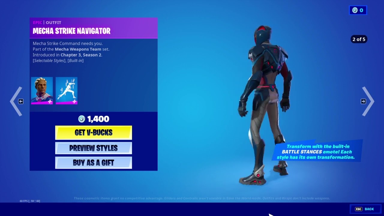 The Mech Strike Navigator and Defender are in the itemshop