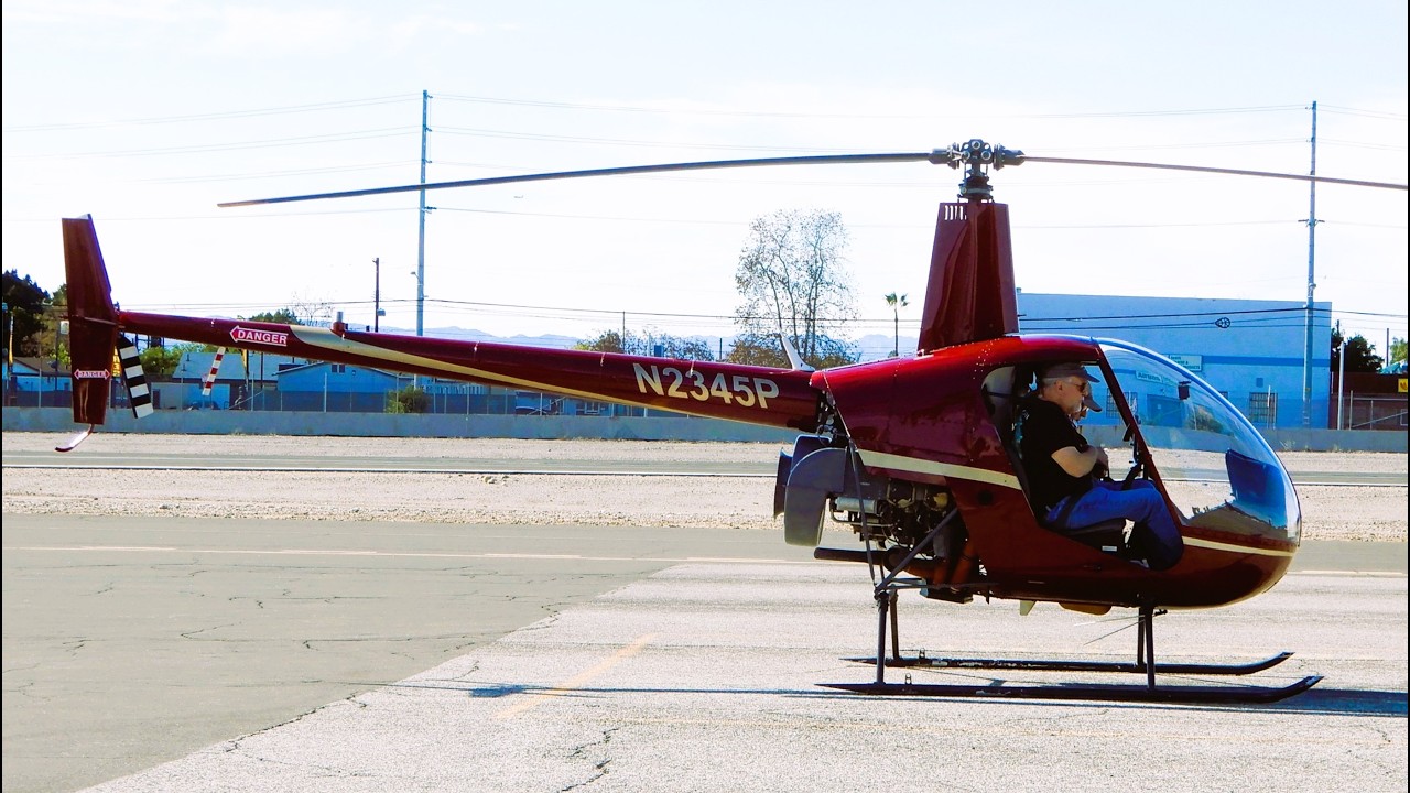 Robinson R22 Start-Up & Takeoff Helicopter N2345P Flight School