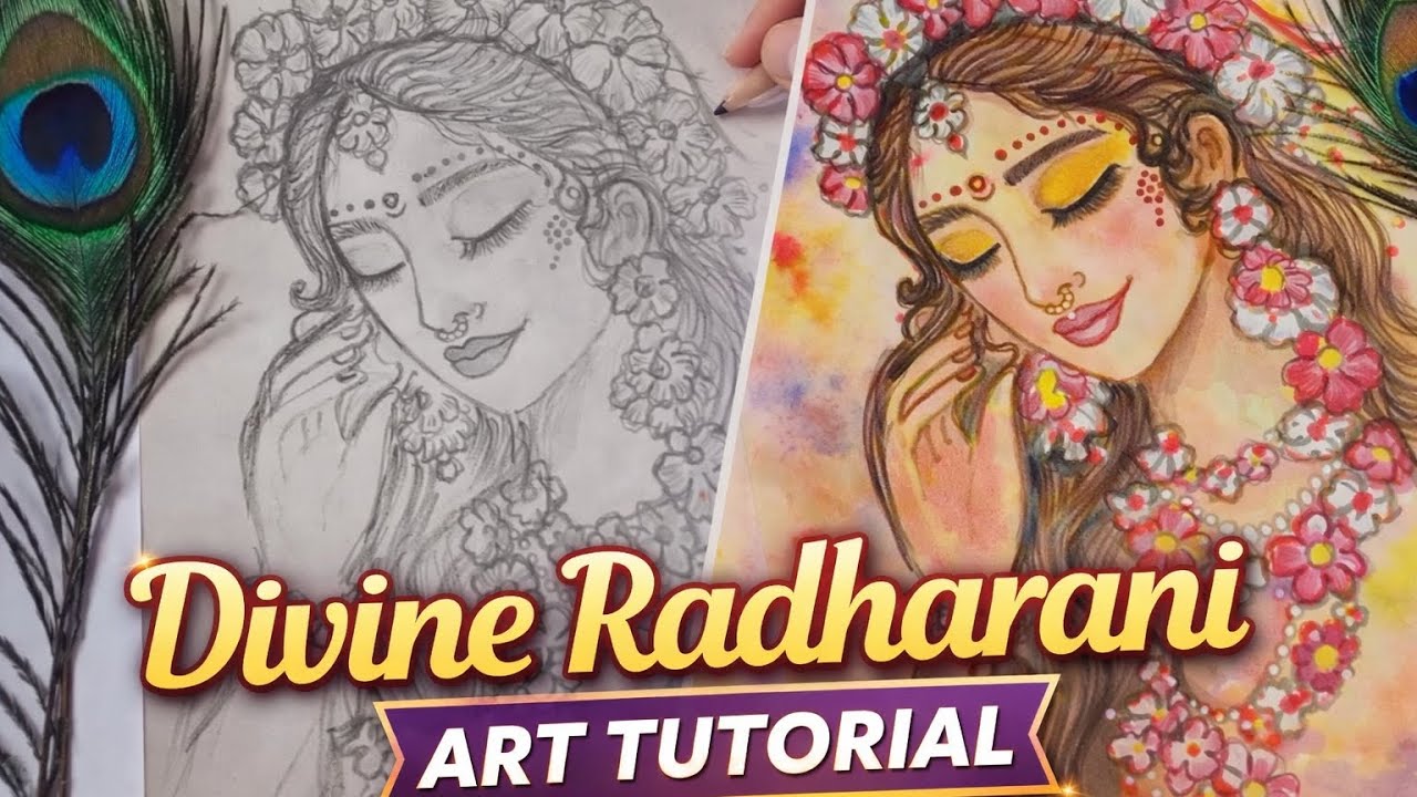 Radharani Drawing Tutorial  | Easy Radha Art Step by Step #Radharani #Radhe #Drawing 
