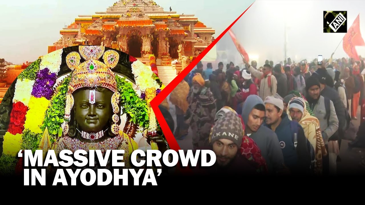 &lsquo;Massive crowd in Ayodhya&rsquo; as sea of devotees throng Ram Mandir to take glimpse of Ram Lalla