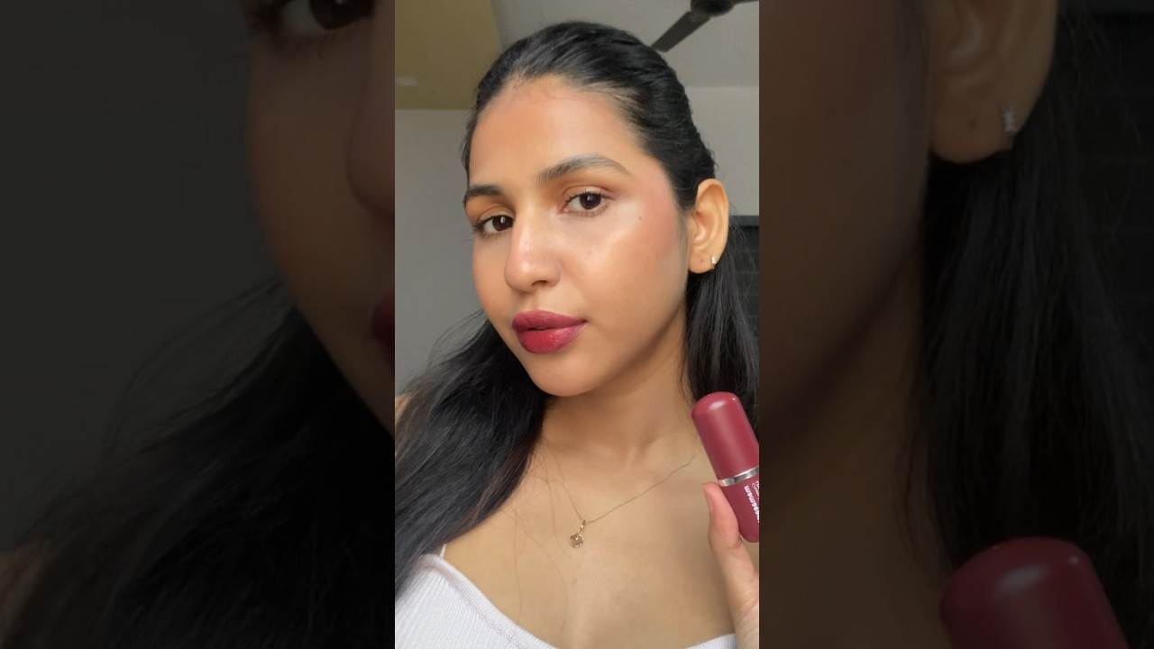 Mamaearth creamy matte lipstick- cranberry crush #janhvikapoorlipshade #lipstickforindianskintone