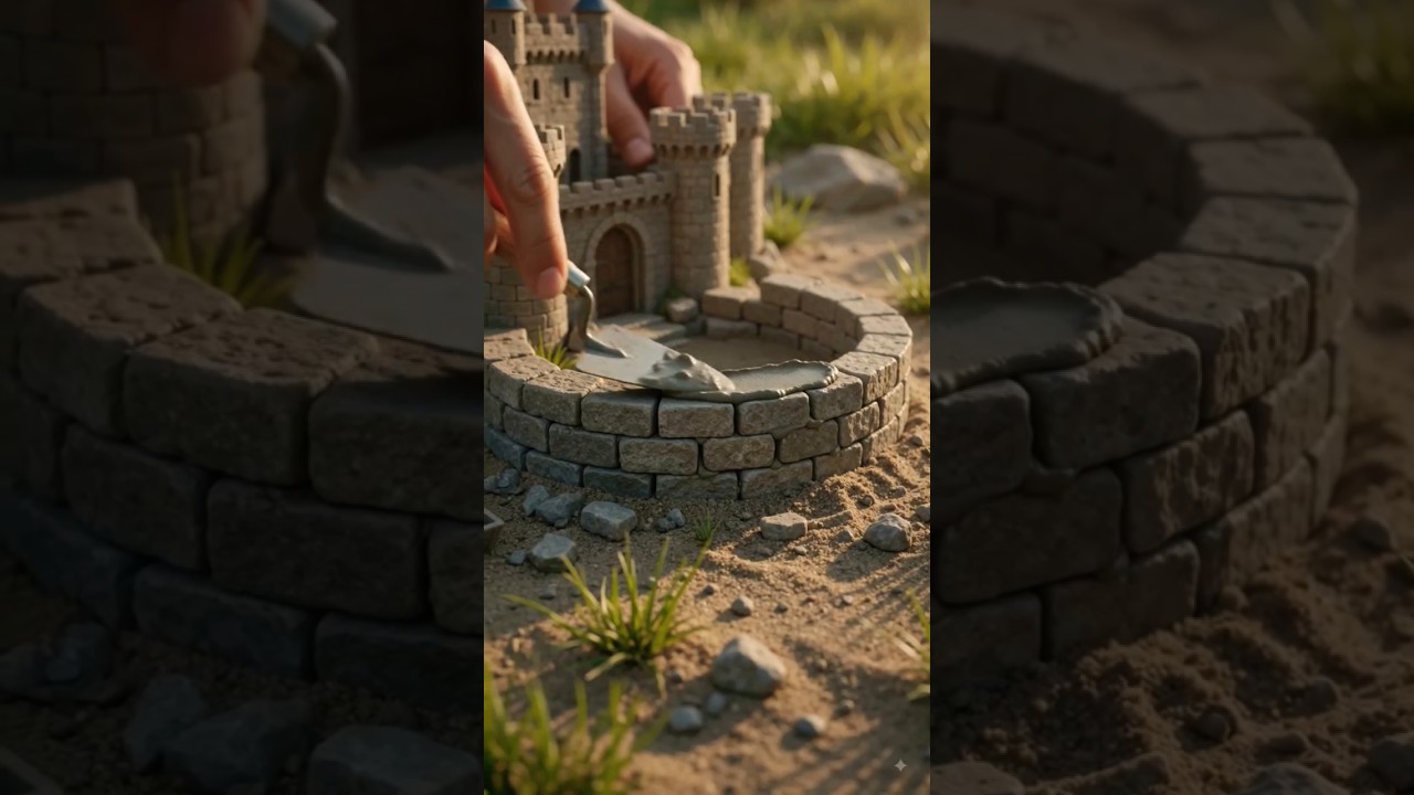 Miniature Medieval Castle Construction ASMR 🏰 | Realistic Tiny Castle Build | Satisfying Macro DIY