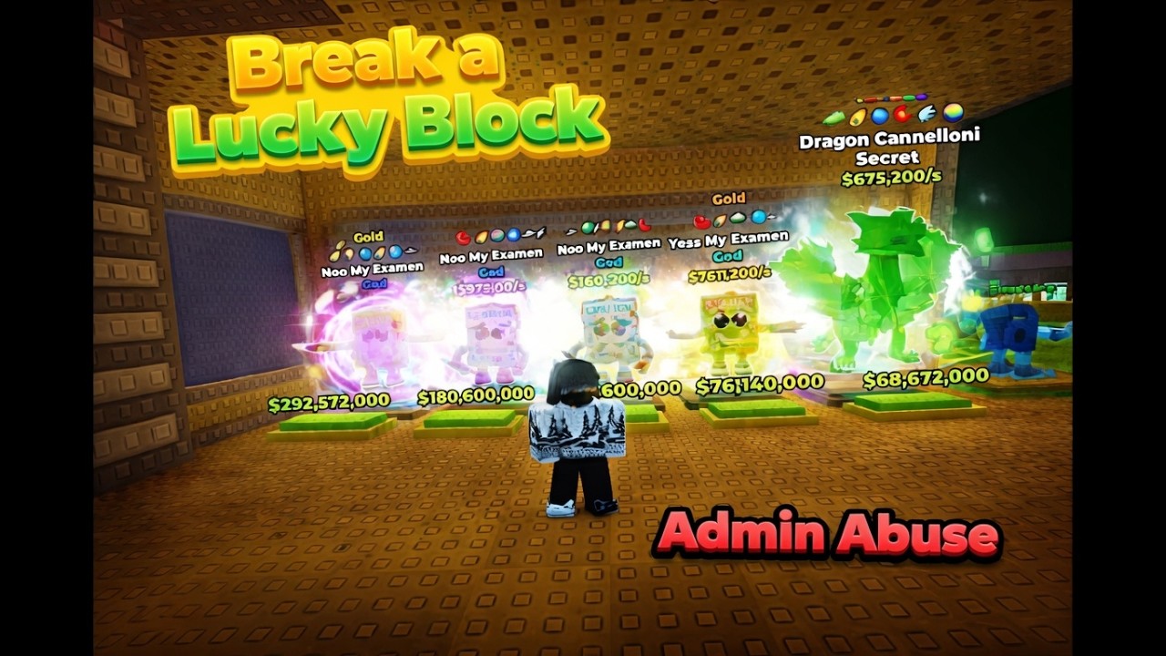 ADMIN ABUSE in Break a Lucky Block!  (Hacker Event)