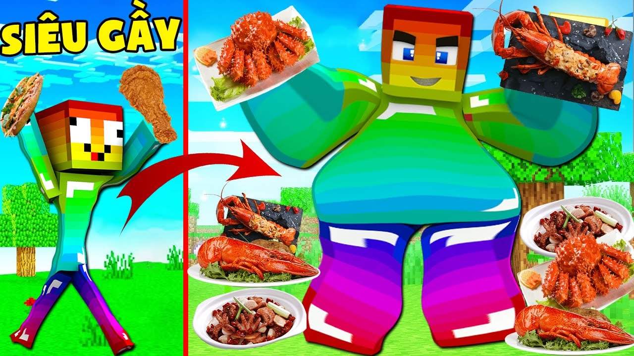 MINI GAME : CUỘC THI ĂN ĐỒ VIP ** THỬ THÁCH NOOB LÀ NGƯỜI BÉO NHẤT TRONG MINECRAFT ??