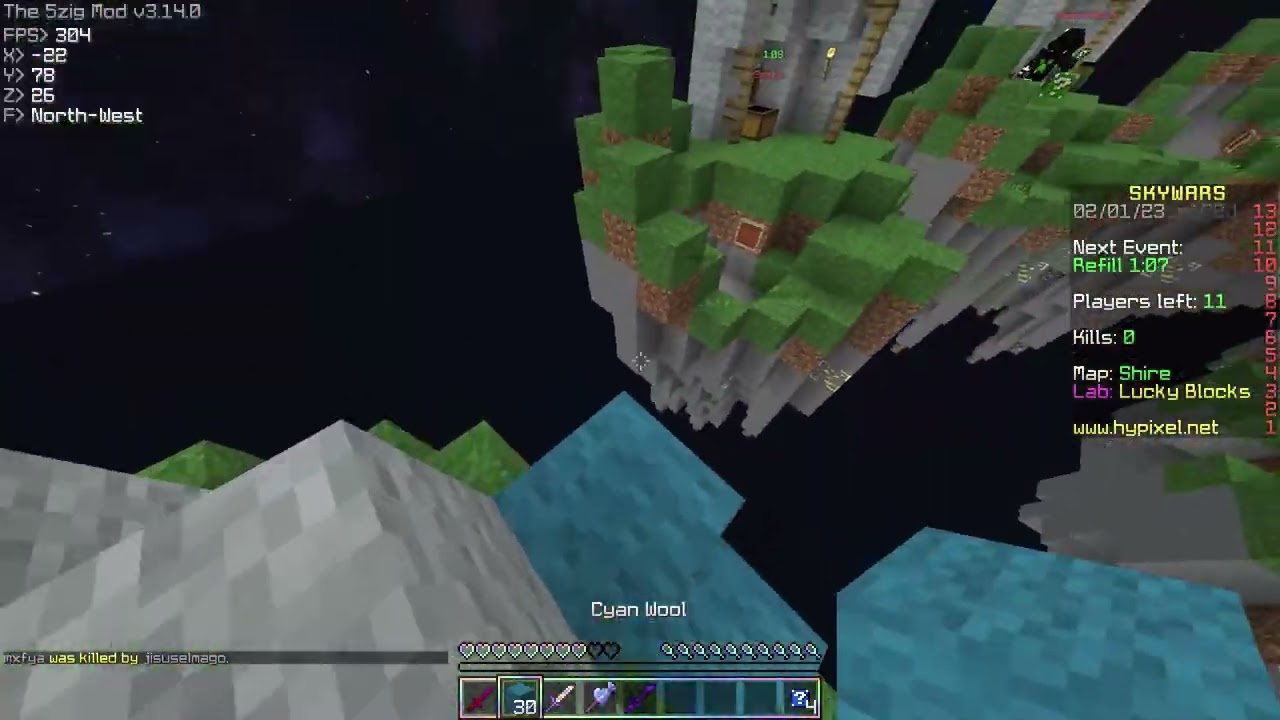 hypixel skywars - lucky block solo - 00:53.000 [ personal best / 2nd place speedrun]