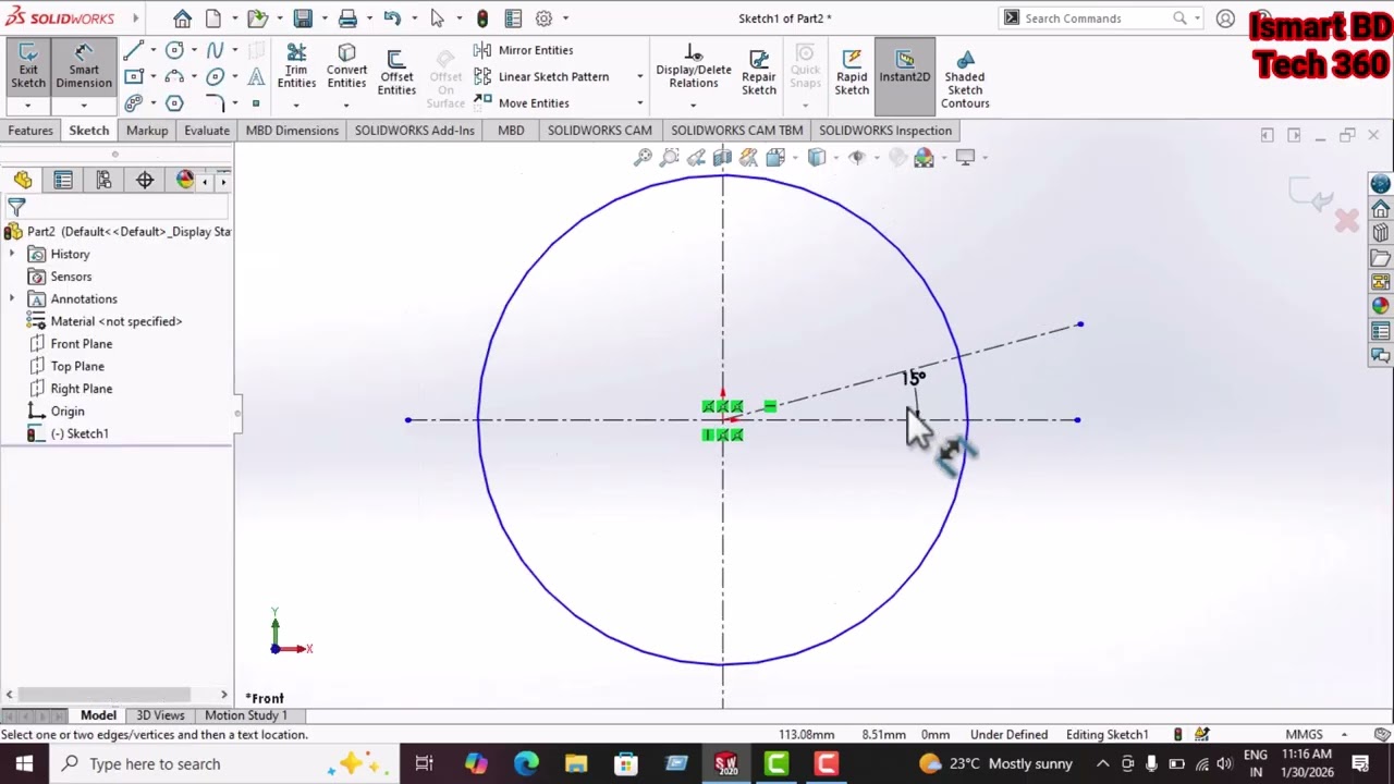 How to use circular pattern in SolidWorks