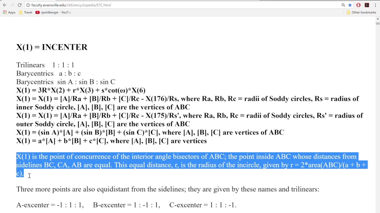ENCYCLOPEDIA OF TRIANGLE CENTERS