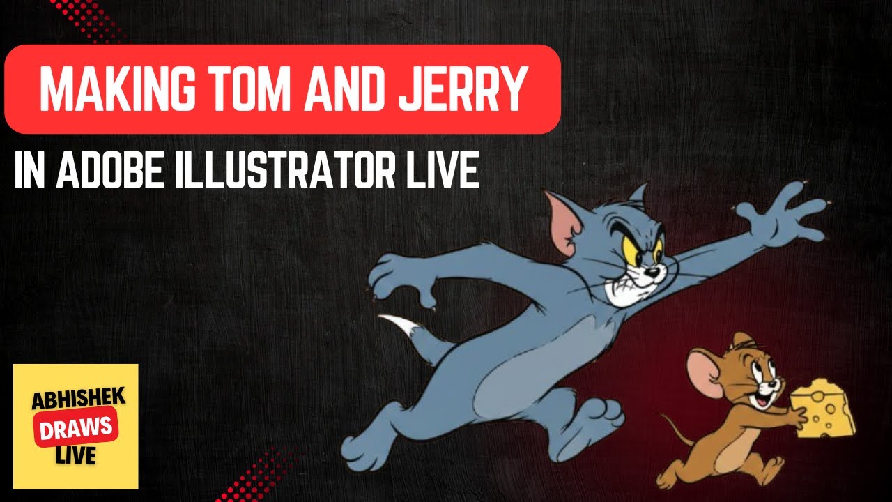 Drawing Tom and Jerry Live in Adobe Illustrator | Cute Cartoon Art | Live Digital Drawing