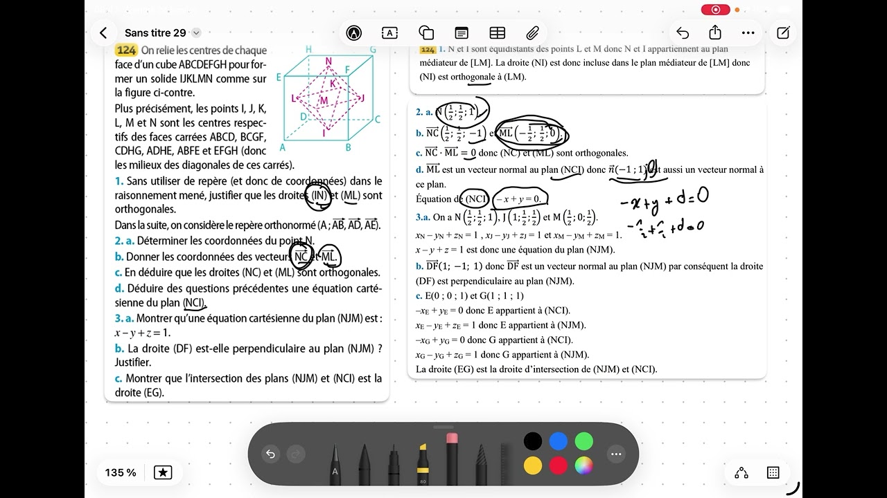 Exo 124 Orthogonalité dans l'espace (Terminale spé Maths)