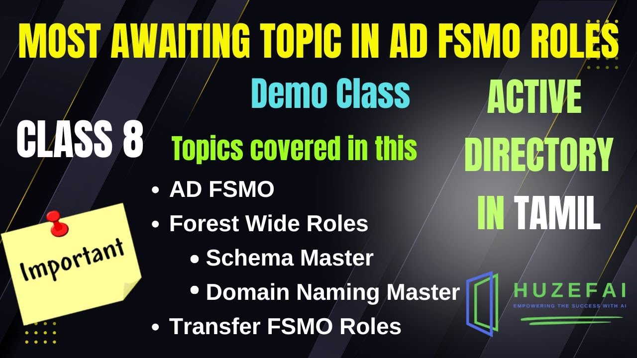 #12 Most awaiting Topic in AD (FSMO Roles) in Tamil | Huzefa