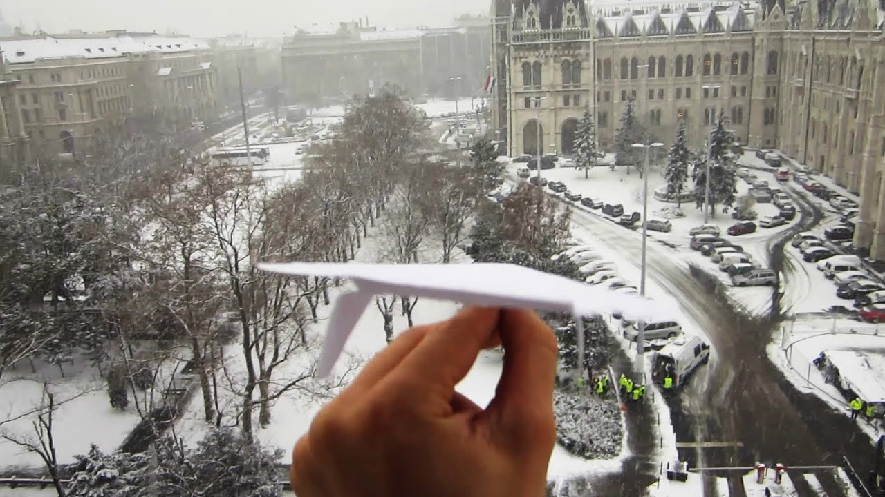My Paper Plane Performs A Perfect Vertical Landing On A Moving Tram In Snow