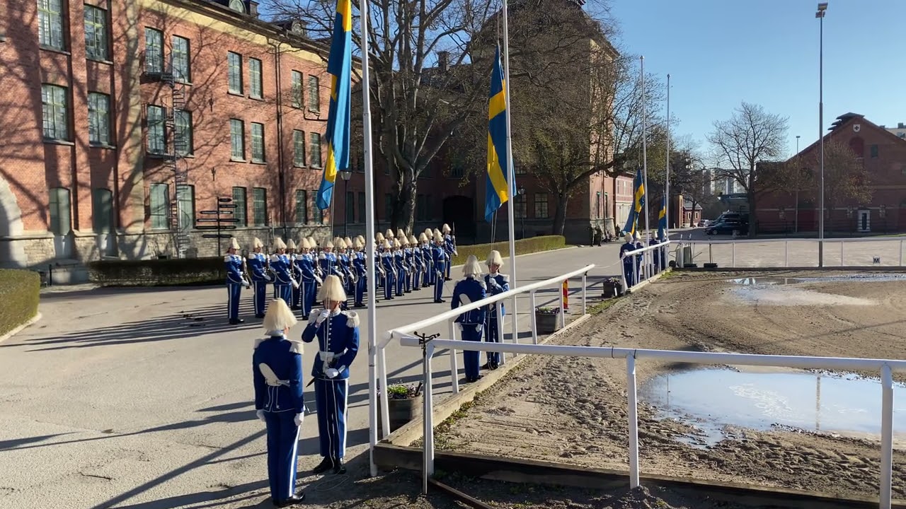 Värnpliktiga från Livgardet hedrar kungen på födelsedagen