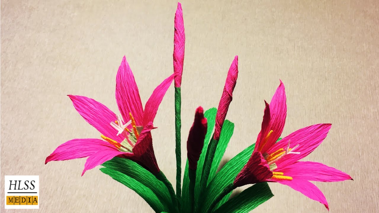 How to make rain lily paper flower| Rain lily making with crepe paper tutorials| paper craft