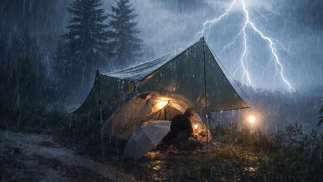 🌧CAMPING IN HEAVY RAIN ⚡ THE WORST RAIN STORM I'VE EVER EXPERIENCED ‼ RELAXING RAIN CAMPING || ASMR”