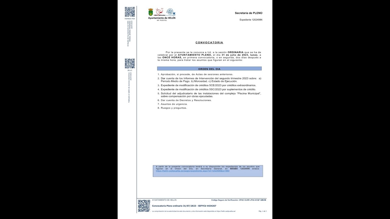 PLENO EXTRAORDINARIO 19 DICIEMBRE 2025