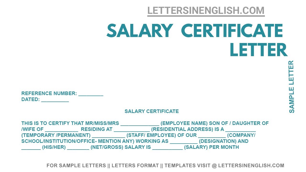 Salary Certificate Letter Sample &ndash; How To Write Salary Certificate Letter | Letters in English