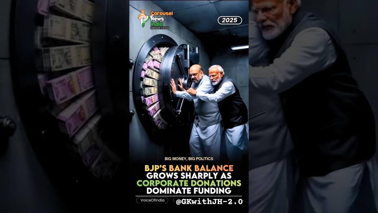 BJP'S BANK BALANCE GROWS SHARPLY AS CORPORATE DONATIONS DOMINATE FUNDING #shorts