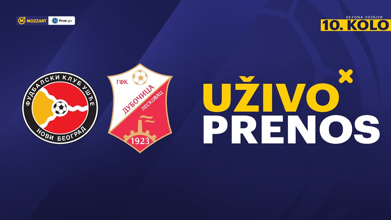 Ušće Novi Beograd - GFK Dubočica Mozzart Bet Prva liga Srbije 2025/26 10. Kolo
