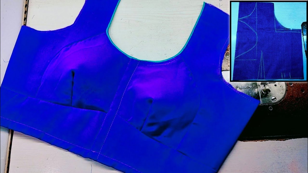 सीधा कपड़े पर बनाए बोट नेक कटोरी ब्लाउज | Boat neck katori blouse direct kapde par | PINKYBOUTIQUE