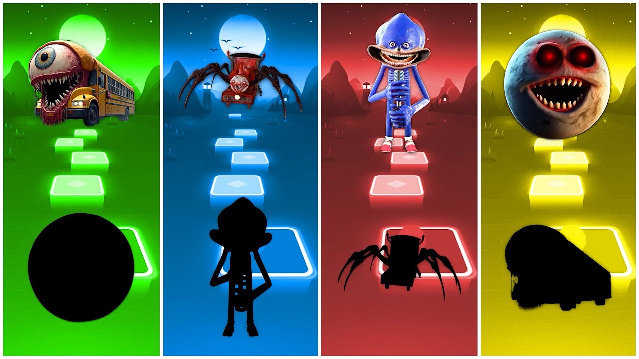 Eater Bus 🆚 Choo Choo Charles 🆚 Shin Sonic 🆚 Lunar Moon | Tiles Hop EDM Rush!